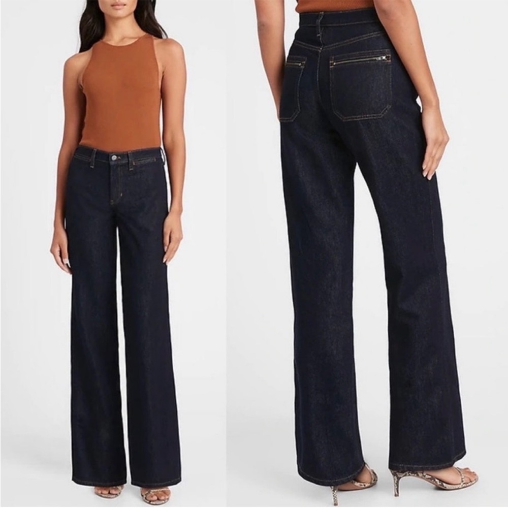 Banana Republic Premium Denim High Rise Wide Leg Jeans Size 27